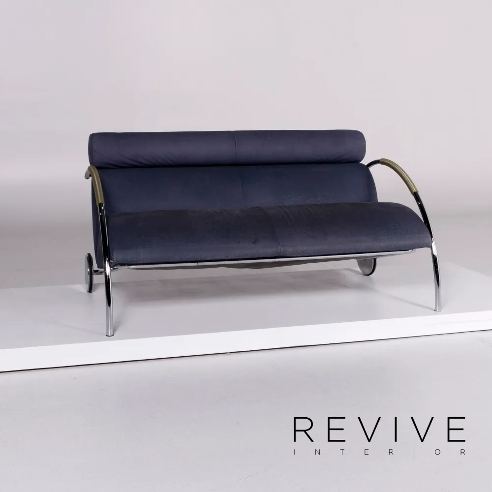 Cor Zyklus Leder Sofa Garnitur Blau 1x Zweisitzer 1x Sessel #10712