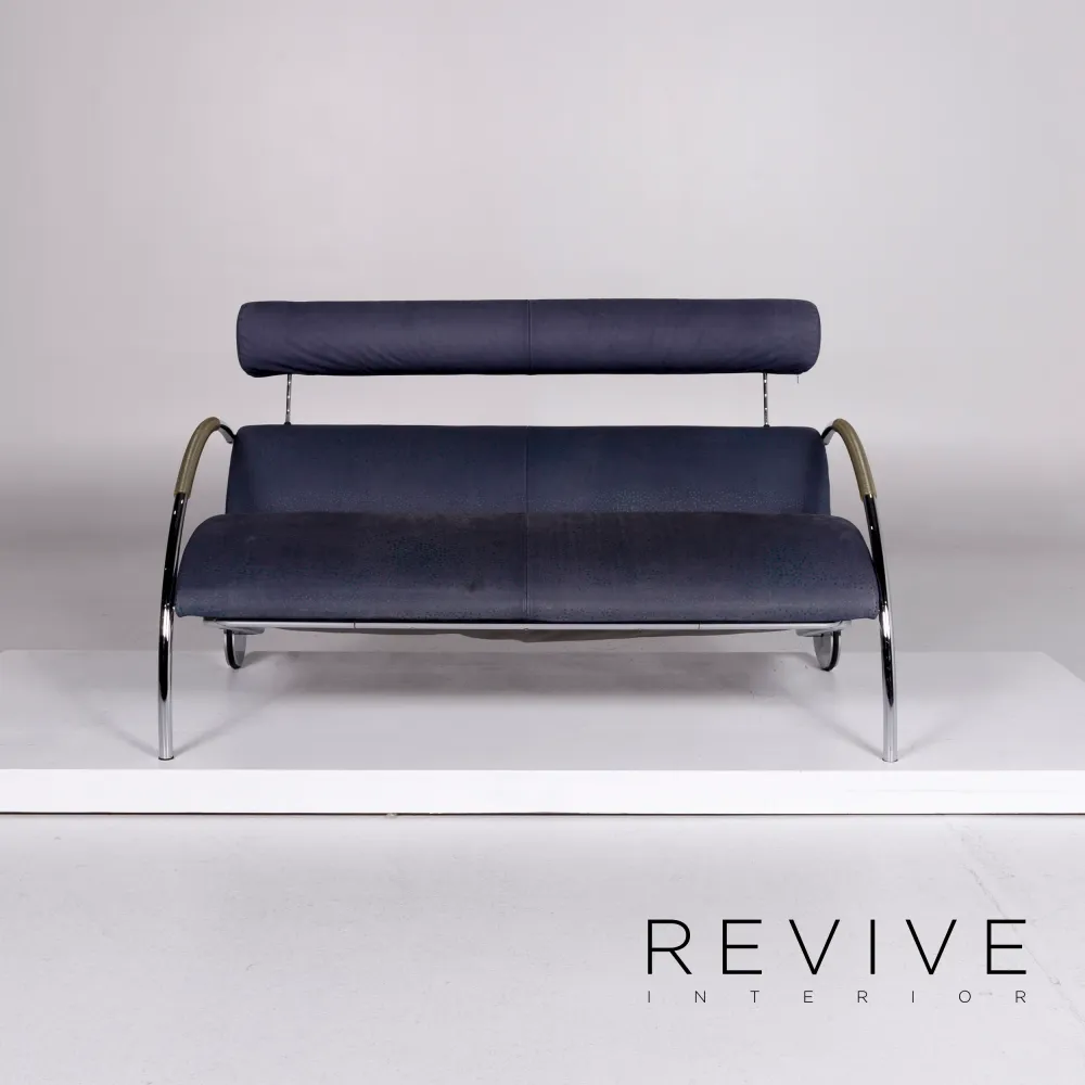 Cor Zyklus Leder Sofa Garnitur Blau 1x Zweisitzer 1x Sessel #10712