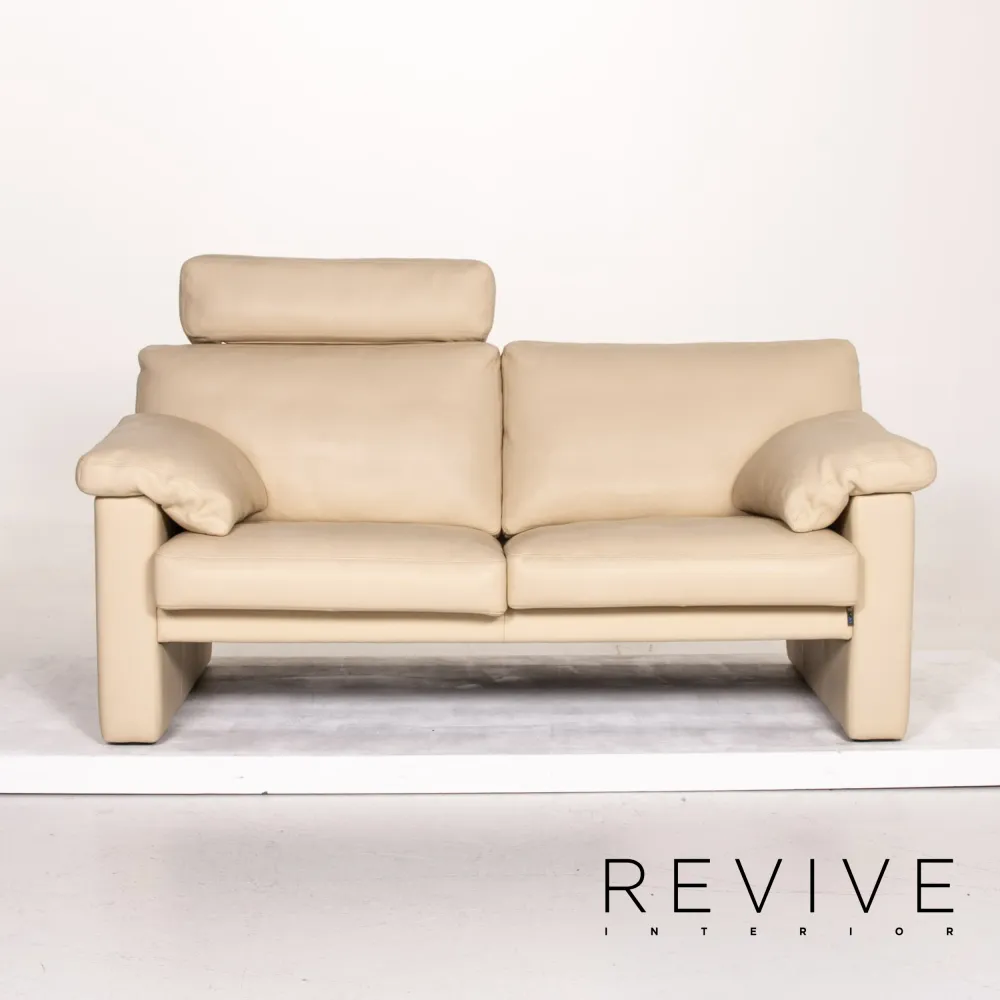 Erpo CL 400 Leder Sofa Garnitur Creme 1x Zweisitzer 1x Hocker Funktion #14510