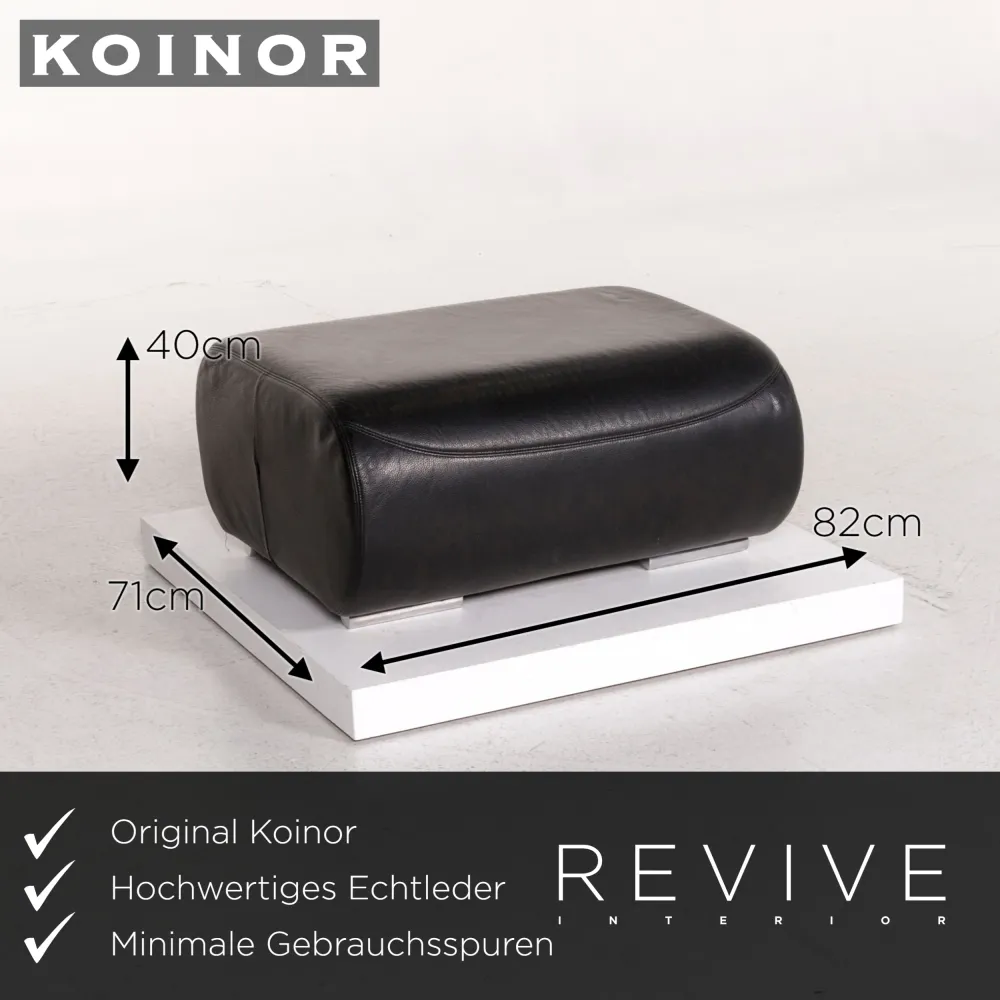Koinor Pearl Leder Sofa Garnitur Schwarz 1x Dreisitzer 1x Hocker #12614