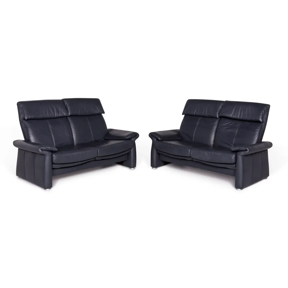 Laauser Leder Sofa Garnitur Blau Zweisitzer #9024