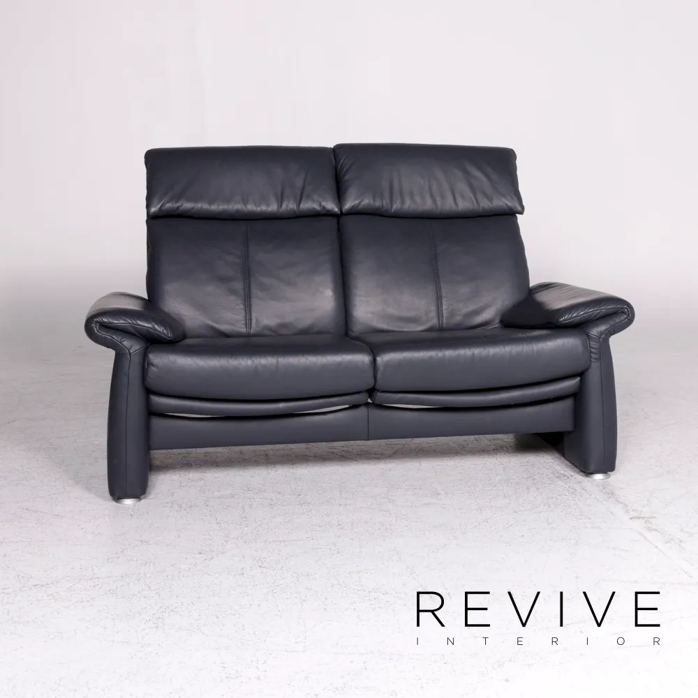 Laauser Leder Sofa Garnitur Blau Zweisitzer #9024