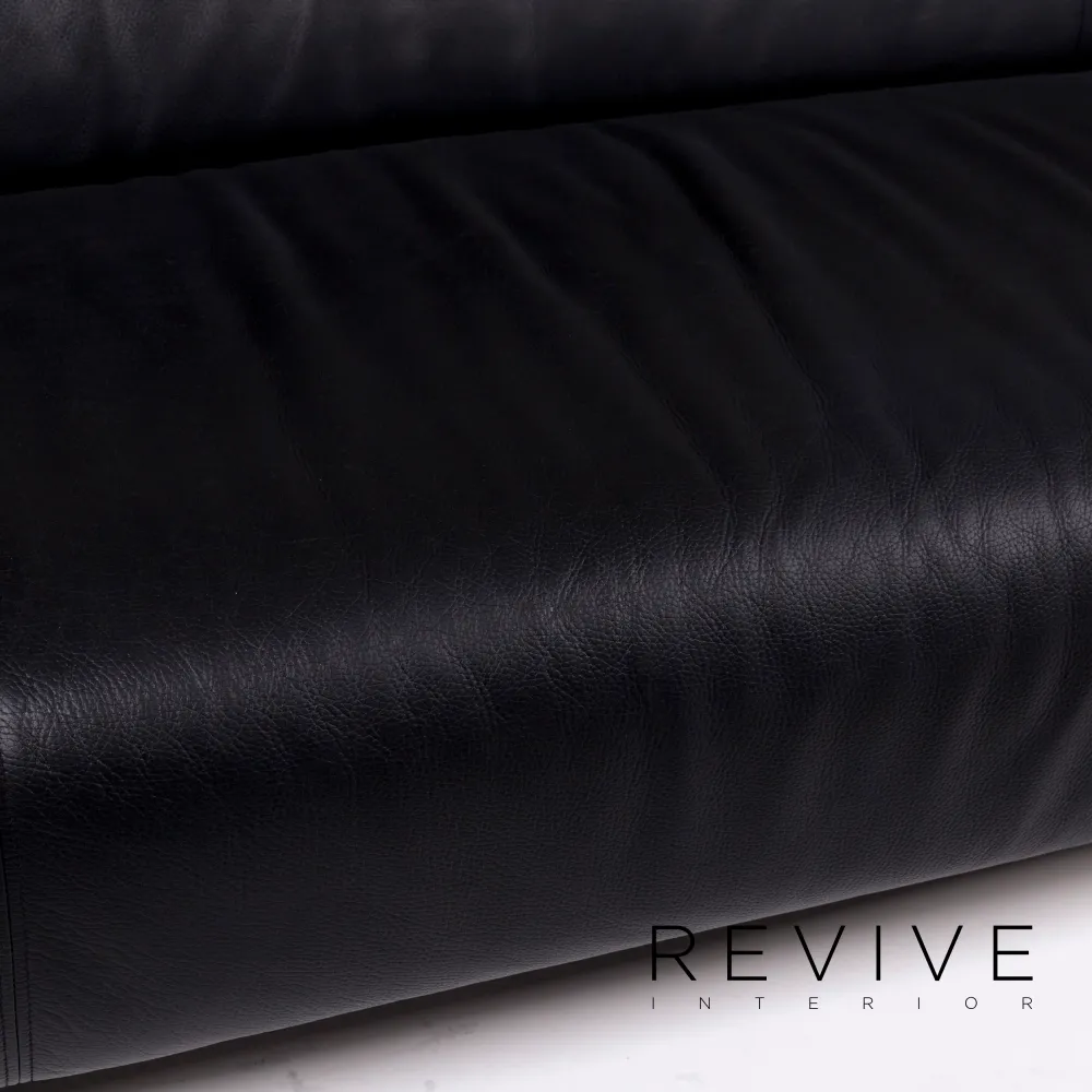 Rolf Benz 322 Leder Sofa Garnitur Schwarz 1x Dreisitzer 1x Zweisitzer #10997