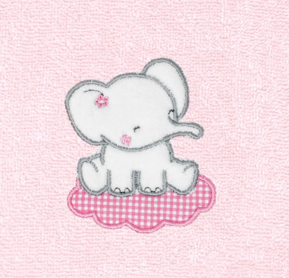 2er Set Baby Lätzchen für Mädchen und Jungen bestickt mit Elefant - Rosa 25x30 cm