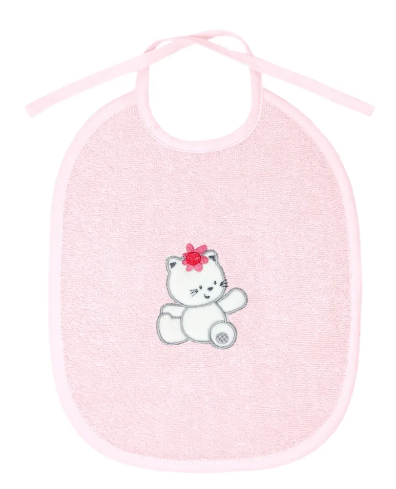 3er Set Baby Geschenkset für Mädchen und Jungen bestickt mit Katze - Rosa