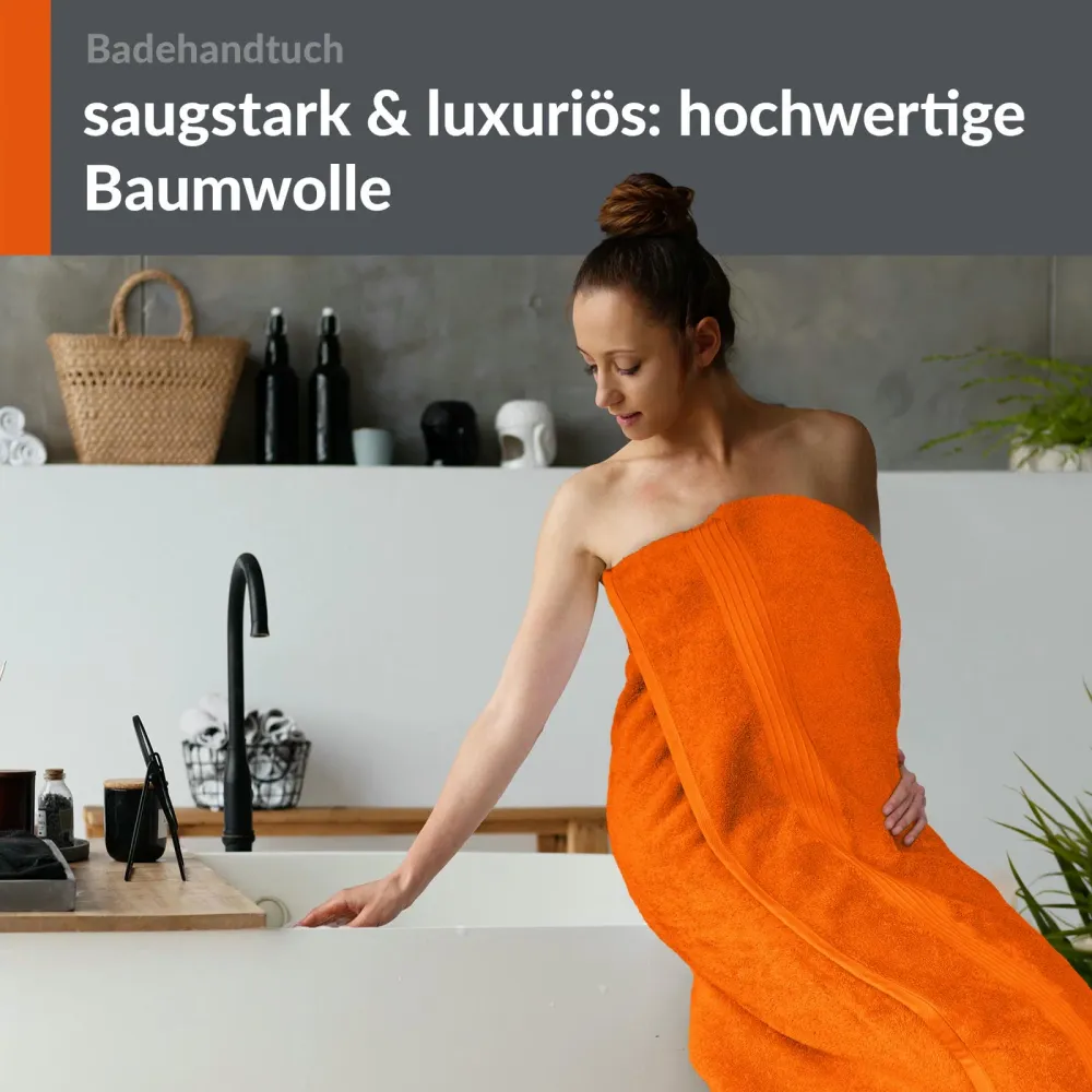 Badetuch 100x150 cm Orange - Blutorange