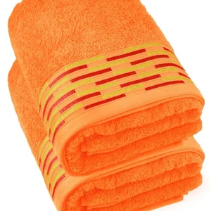 Duschtuch 2er Set 70x140 cm Orange - Blutorange, Lugano Badetücher