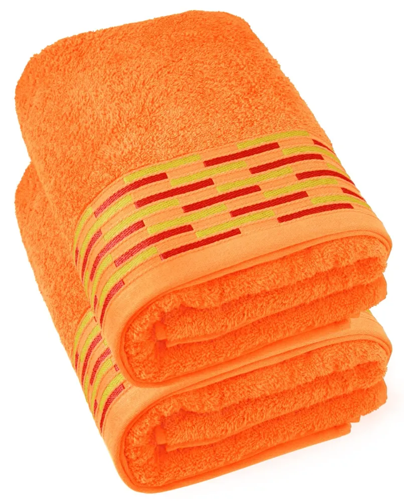 Duschtuch 2er Set 70x140 cm Orange - Blutorange, Lugano Badetücher