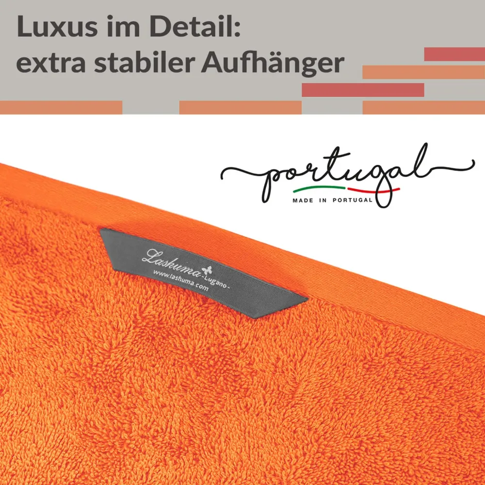 Duschtuch 2er Set 70x140 cm Orange - Blutorange, Lugano Badetücher