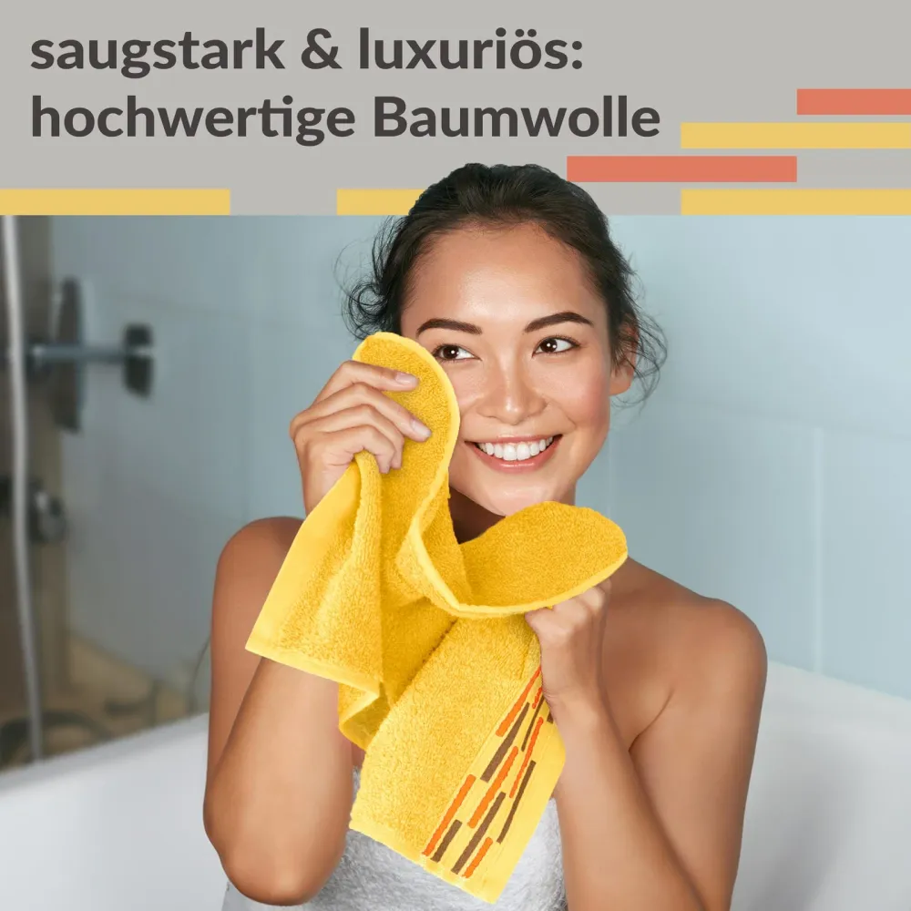Gäste Handtuchset 30x50 cm Gelb - Aprikosen, Lugano 4 Stück kleine Handtücher