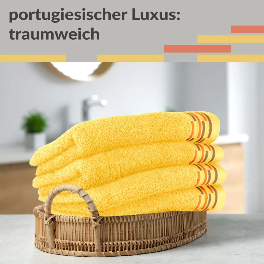 Gäste Handtuchset 30x50 cm Gelb - Aprikosen, Lugano 4 Stück kleine Handtücher