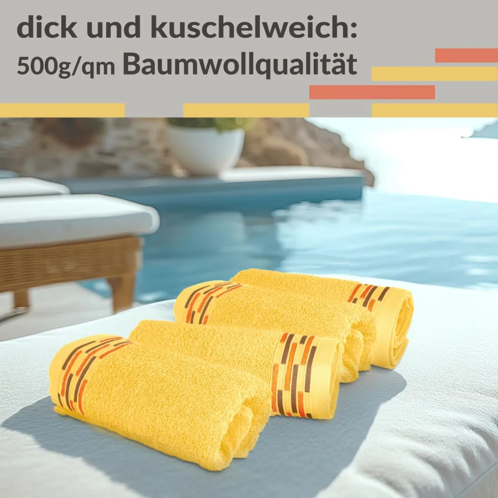 Gäste Handtuchset 30x50 cm Gelb - Aprikosen, Lugano 4 Stück kleine Handtücher