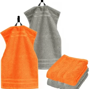Gästehandtücher Set zweifarbig 30x50 cm 4 Stück Orange - Grau
