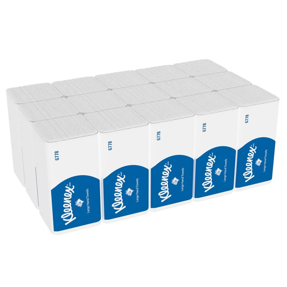 Kleenex® Falthandtücher - Weiß /Groß - 15 Clips x 124 Sheets | Karton (15 Päckchen)