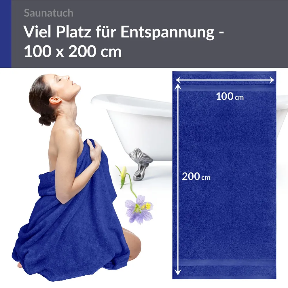 Saunahandtuch 100x200 cm extra groß Blau - Königs