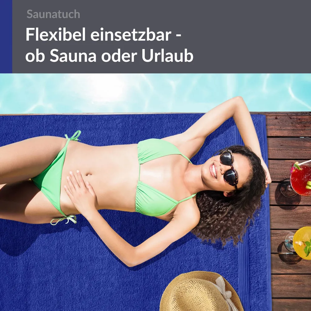 Saunahandtuch 100x200 cm extra groß Blau - Königs
