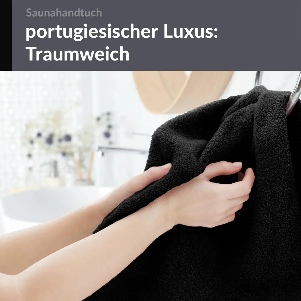 Saunahandtuch extra lang 80x220 cm Schwarz