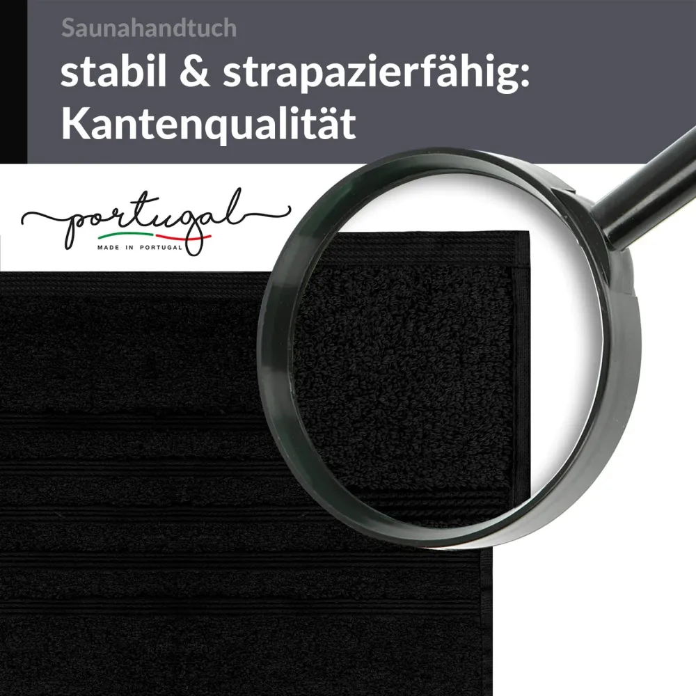 Saunahandtuch extra lang 80x220 cm Schwarz