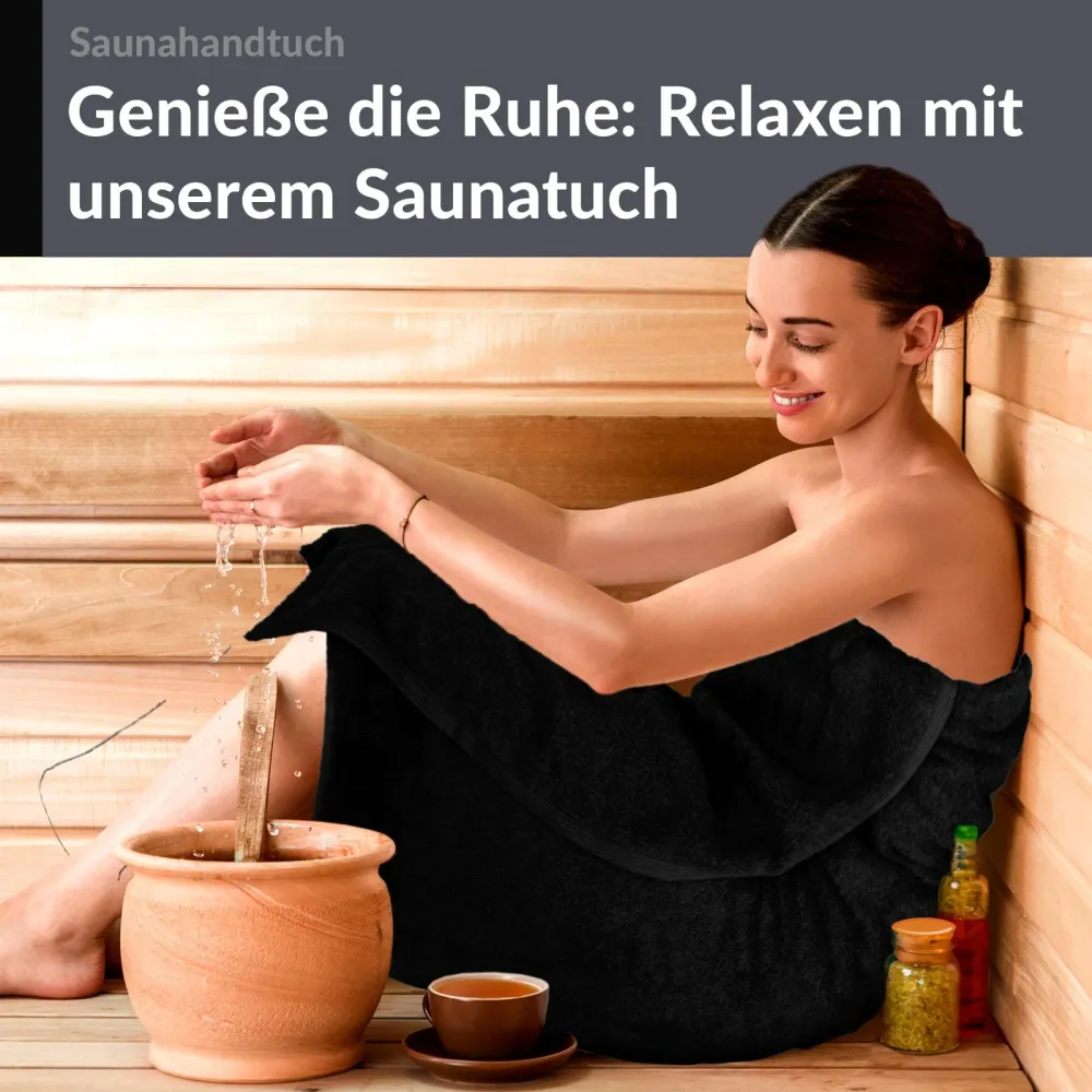 Saunahandtuch extra lang 80x220 cm Schwarz