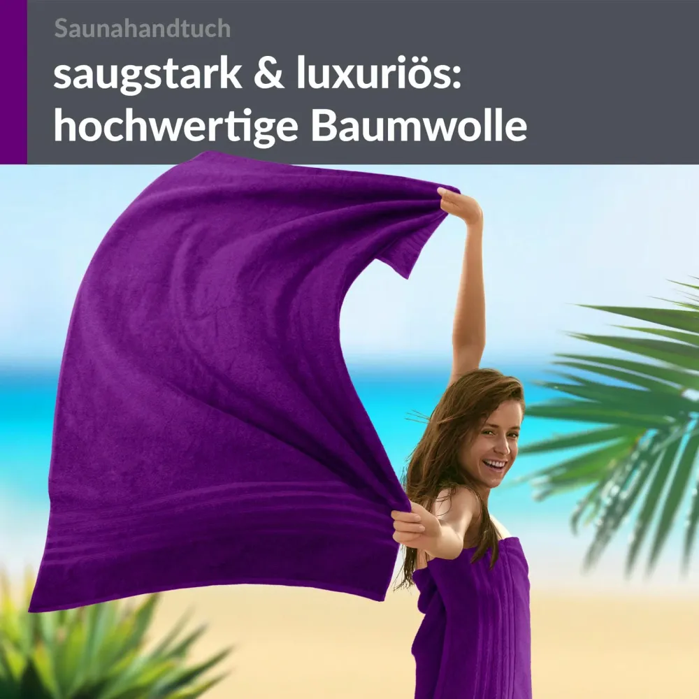Saunahandtuch groß 80x200 cm 2er Set Lila - Aubergine