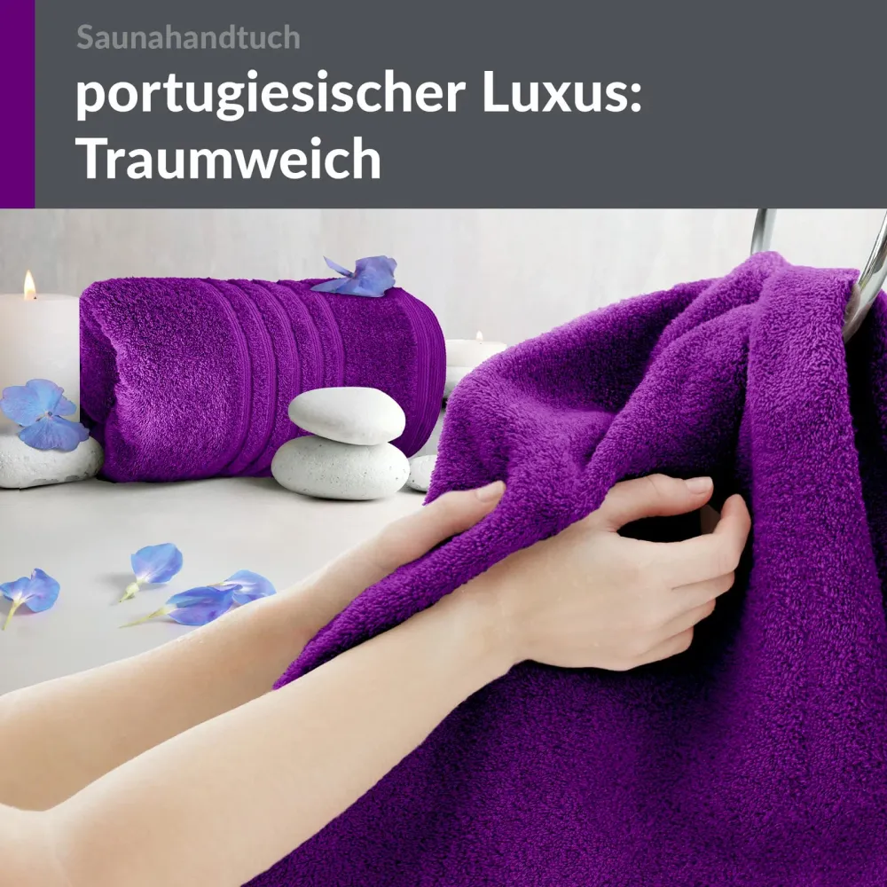 Saunahandtuch groß 80x200 cm 2er Set Lila - Aubergine