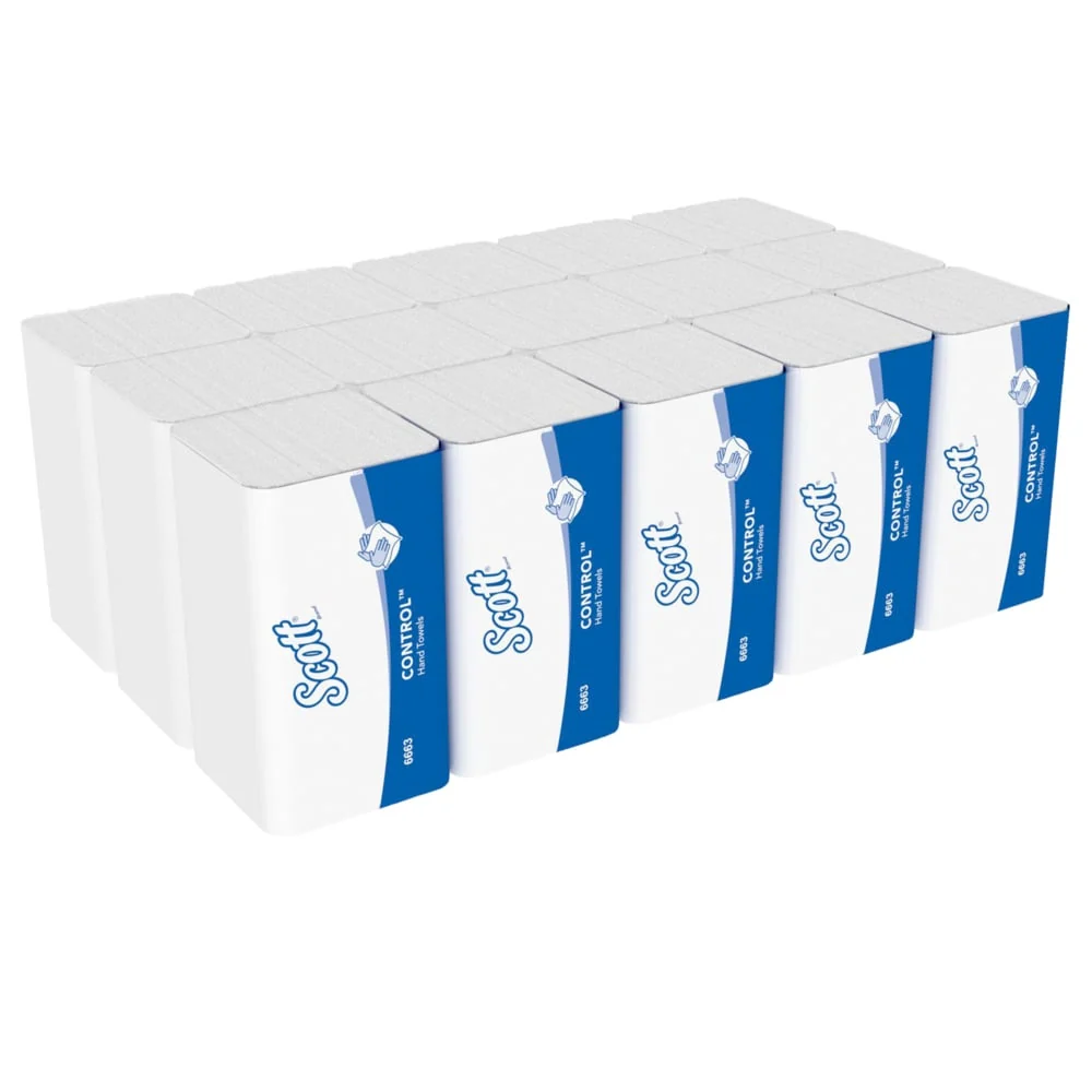 Scott® CONTROL™ Falthandtücher - Weiß - 15 Clips x 212 Sheets | Karton (15 Päckchen)