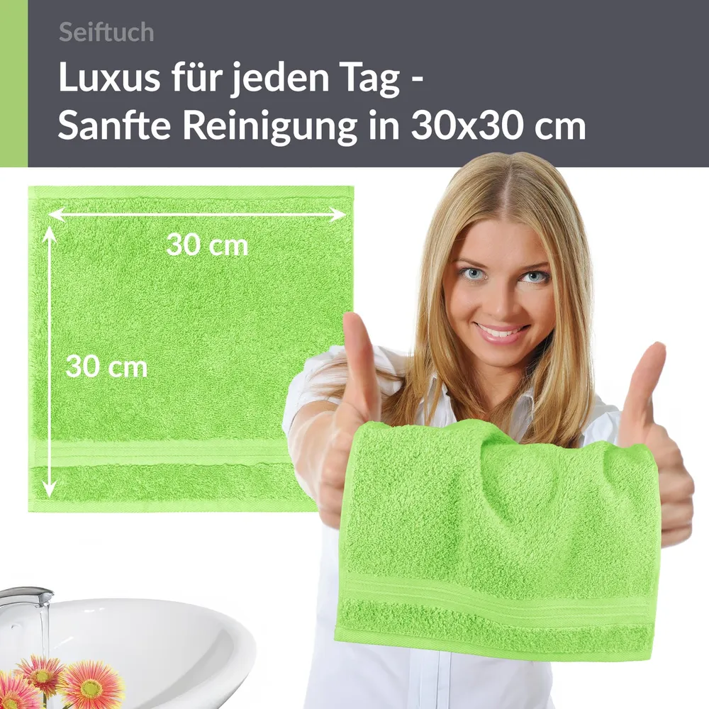 Seiftücher 30x30 cm, 6er Set Waschlappen Grün - Apfel