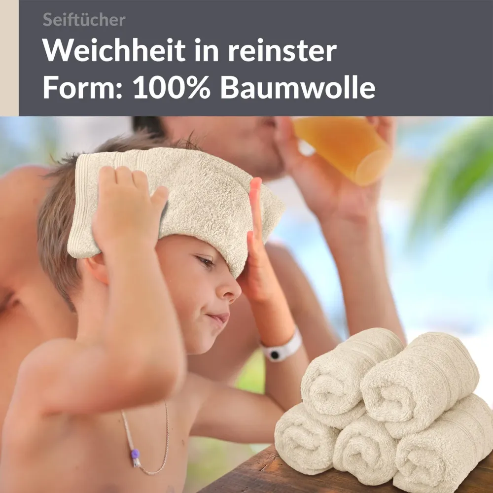 Waschlappen Set 30x30 cm 6 Stück Natur