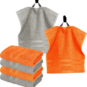 Waschlappen Set zweifarbig 30x30 cm 6 Stück Orange - Grau