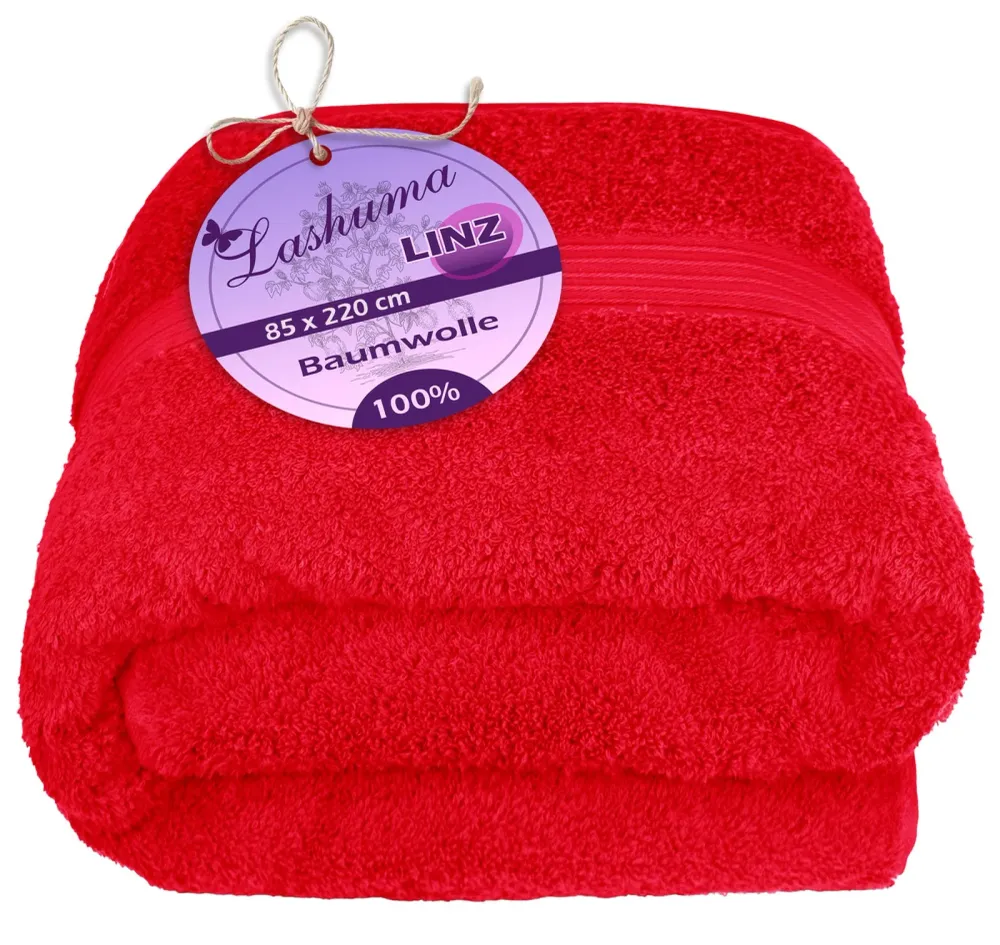 XXL Saunatuch extra lang 85x220 cm Rot - Scharlach