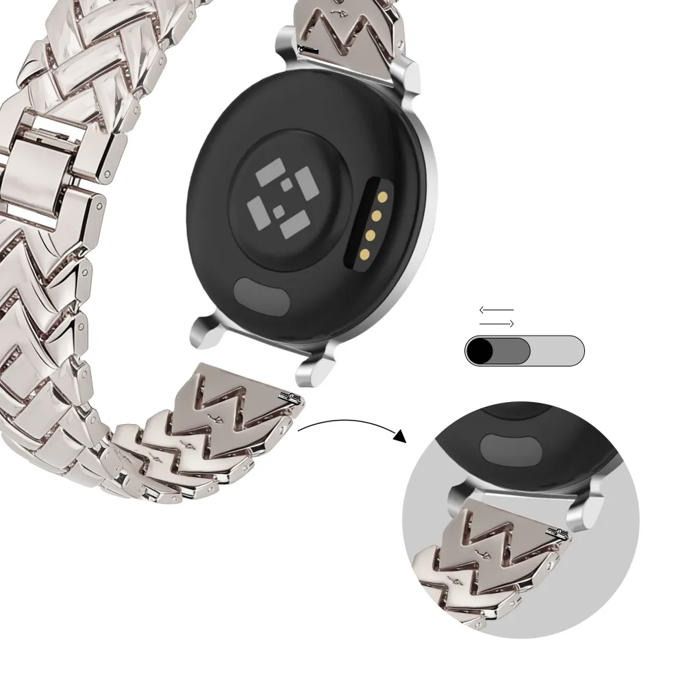 Bandz Pebble Round 2 - 14mm Metallarmband 'V-Type' (Polarstern)