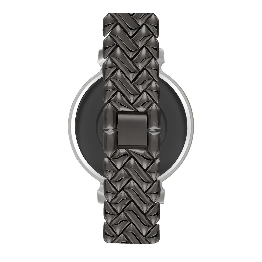 Bandz Pebble Round 2 - 14mm Metallarmband 'V-Type' (Schwarz)
