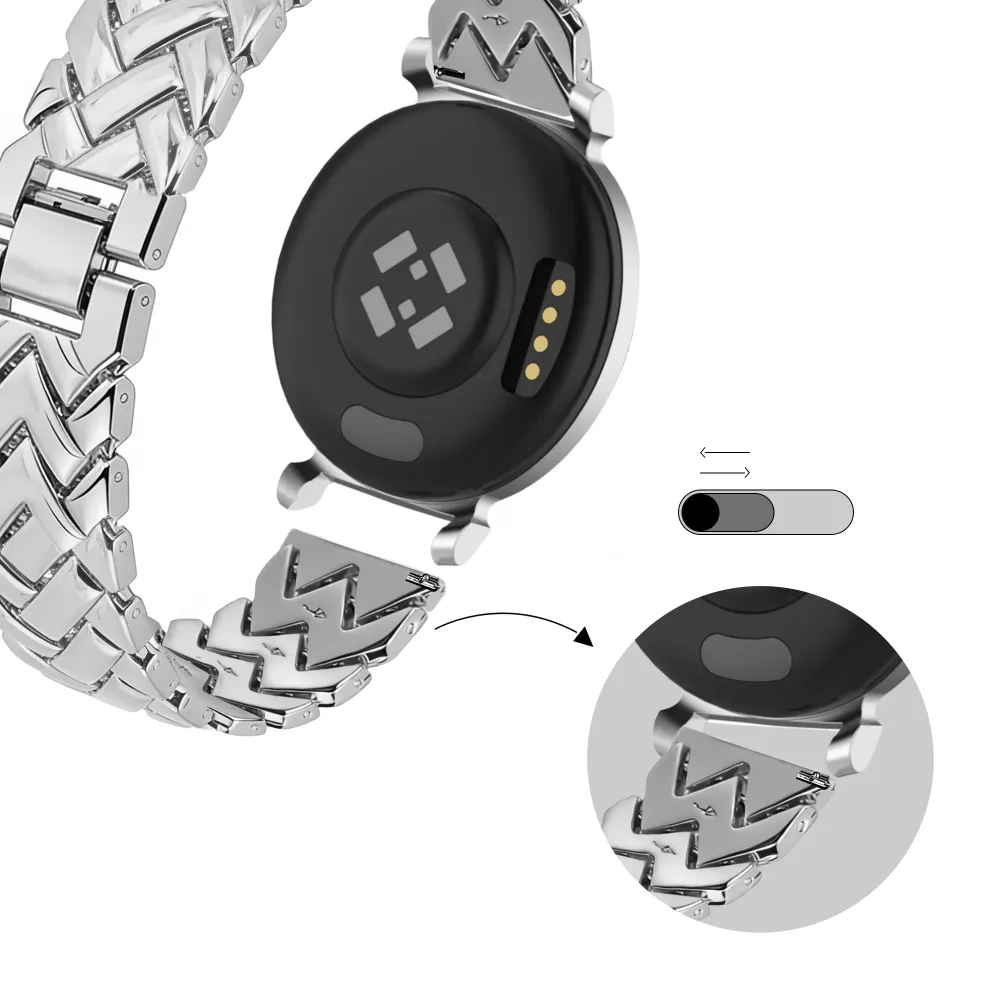 Bandz Pebble Round 2 - 14mm Metallarmband 'V-Type' (Silber)