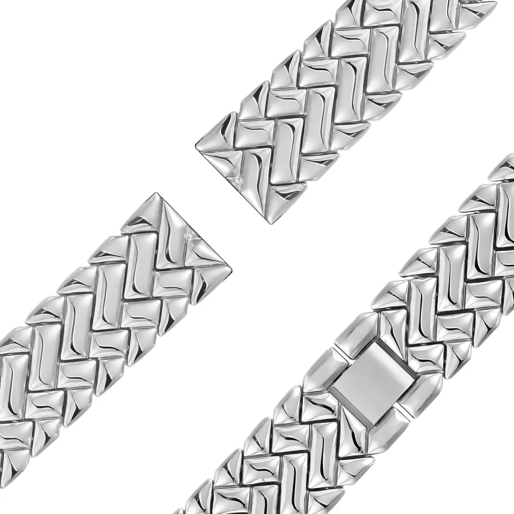 Bandz Pebble Round 2 - 14mm Metallarmband 'V-Type' (Silber)