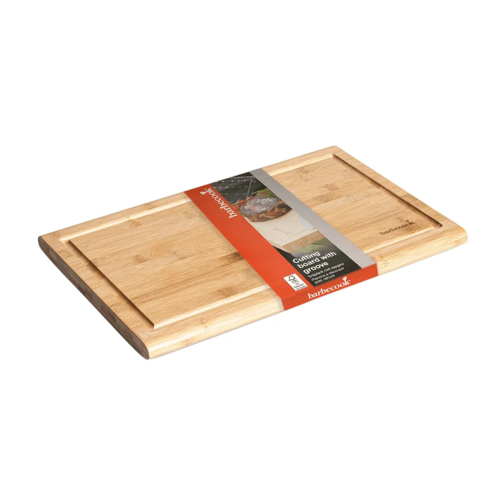 Barbecue-Schneidebrett aus Bambusholz mit Saftrille, 43 x 28 x 2 cm