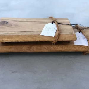 Brett aus Eichenholz, von Hand gearbeitet, Servierbrett mit Füssen, klein