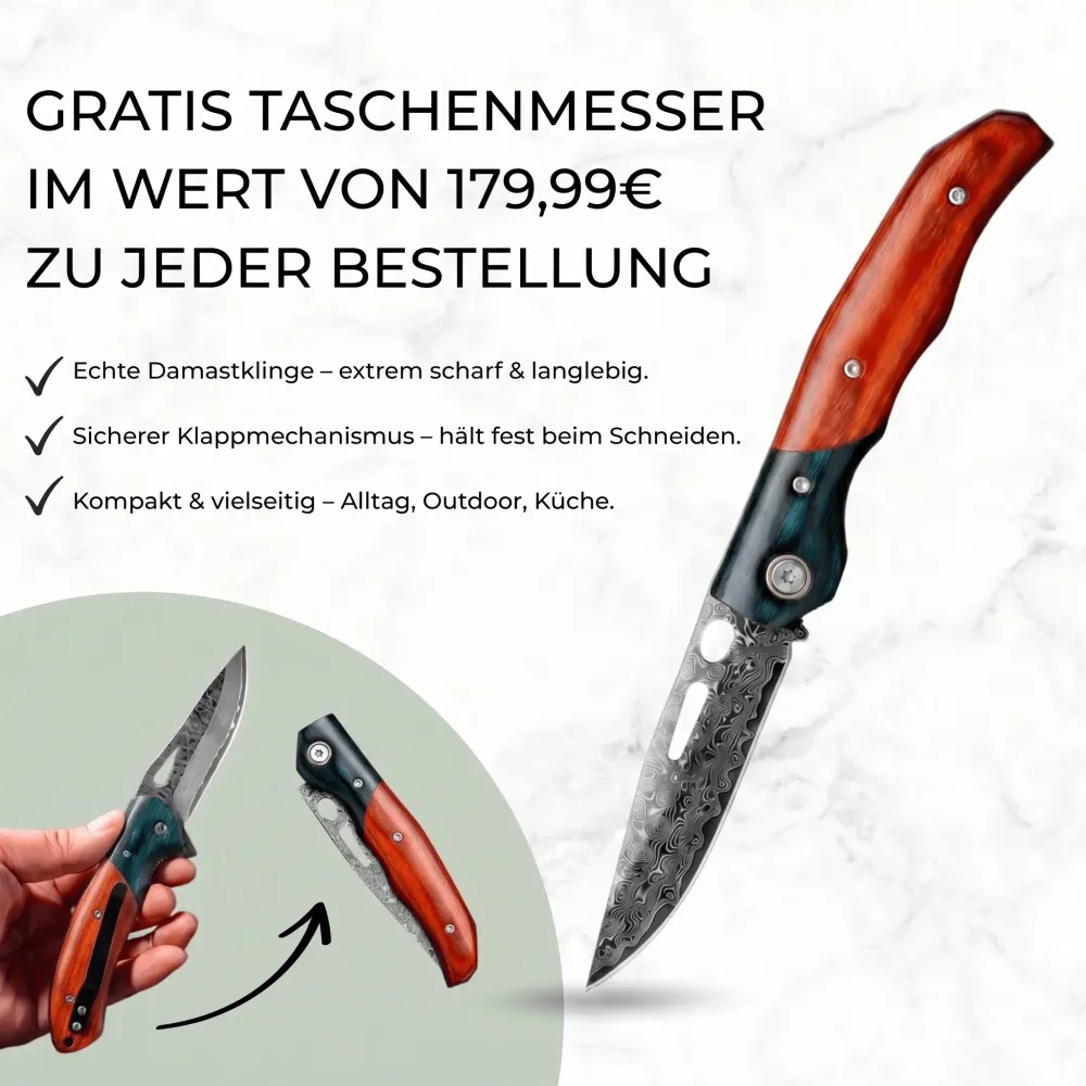 Kuro Messerset Premium 8-teilig + Gratis Taschenmesser