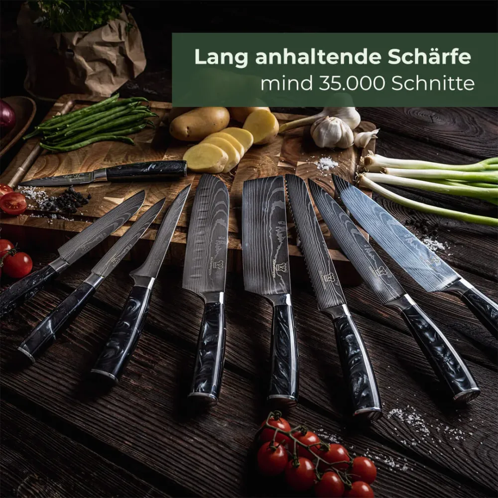 Kuro Messerset Premium 8-teilig + Gratis Taschenmesser