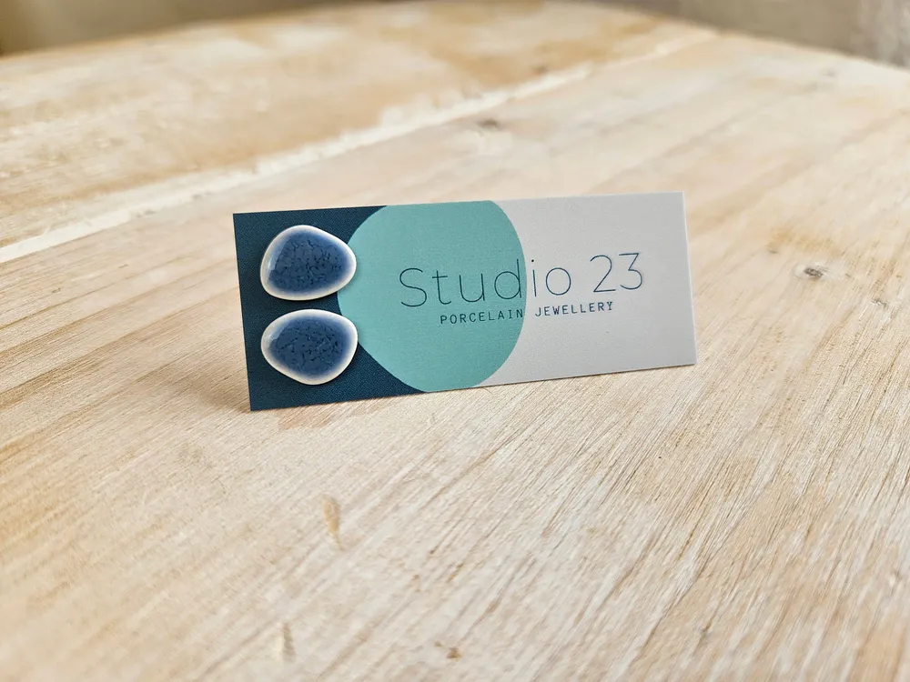 Pebble Stud Earring Pair: Blue Opal