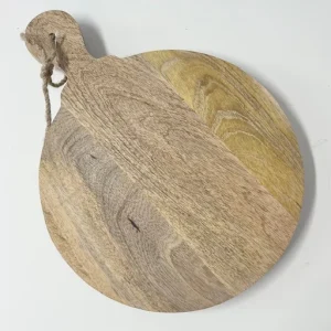 Rundes Holzbrett 30 cm mit Griff & Füßen - Servierbrett aus Naturholz