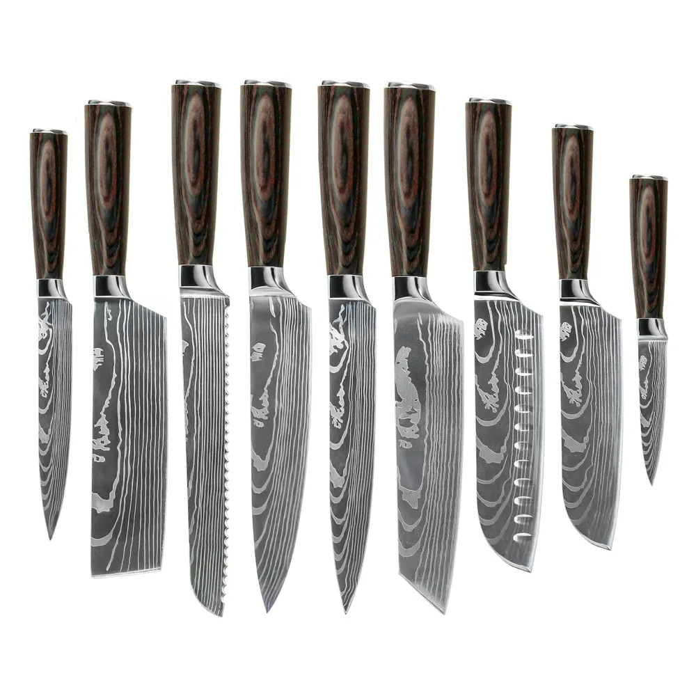 Shinrai Knives - Damascus Print 9-teiliges Messerset