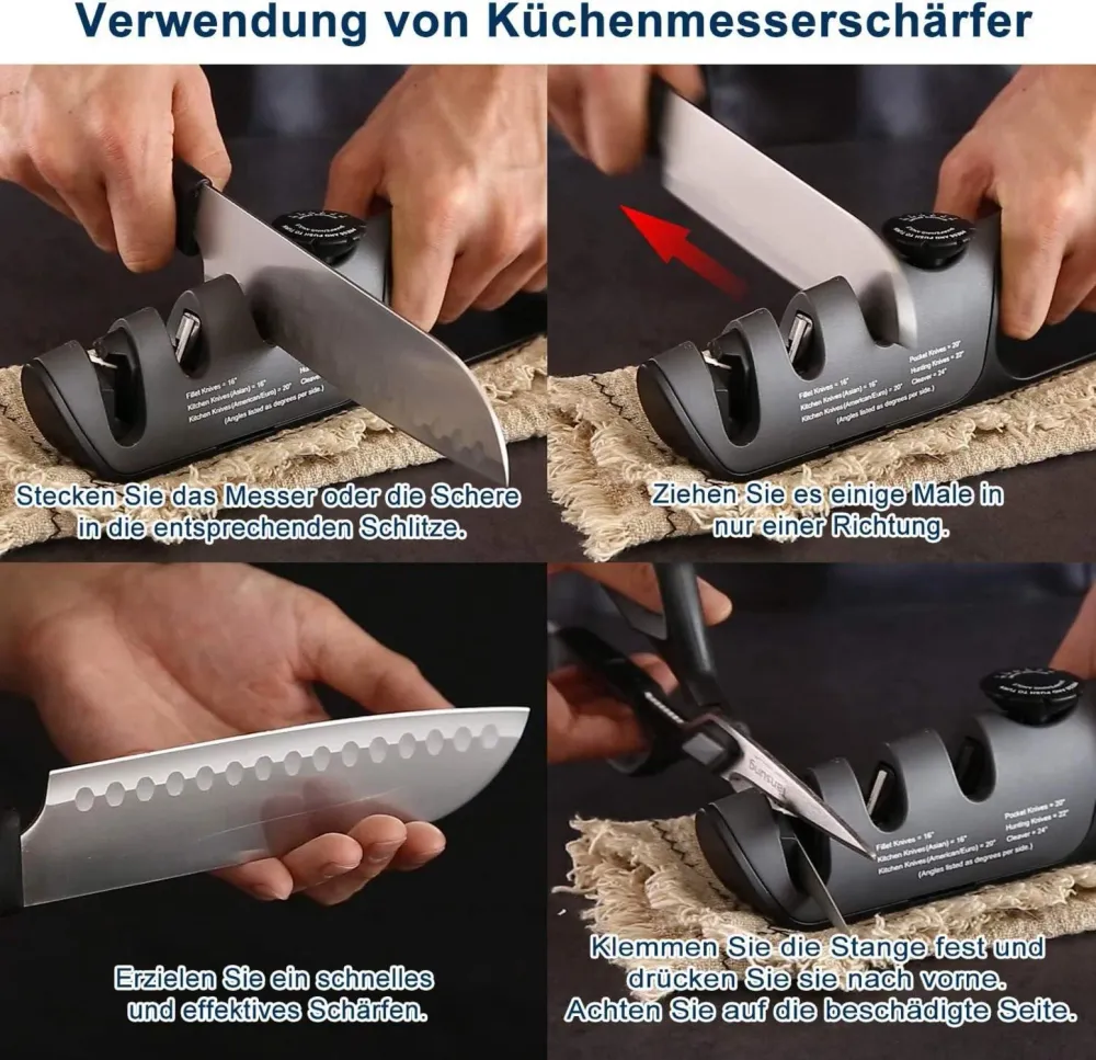 TANSUNG Messerschärfer 3 Stufen Wolframstahl Diamant Keramik