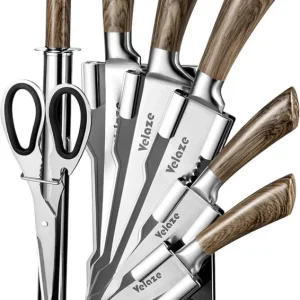 Velaze Edelstahl Messerset 8-teilig mit Messerblock und