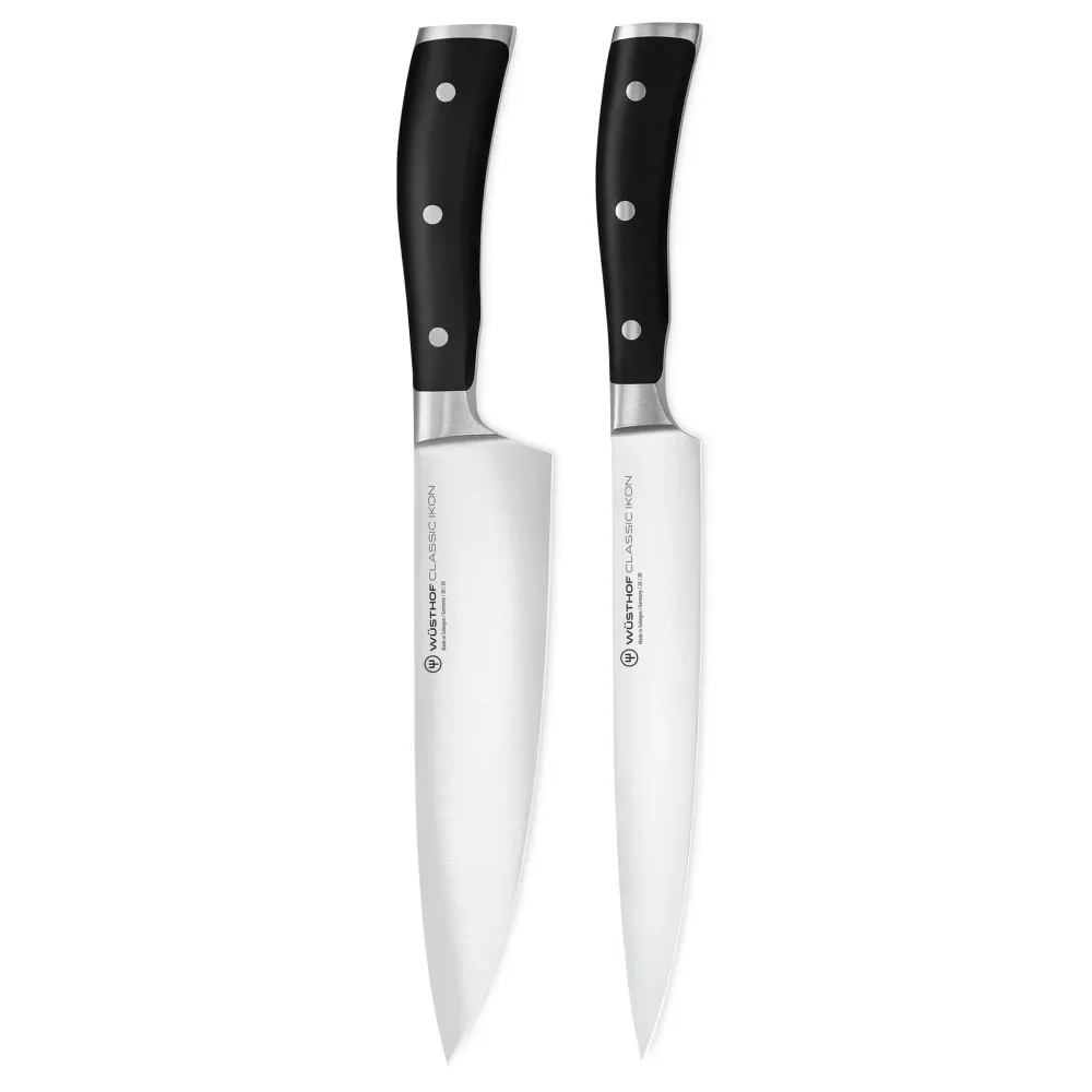 Wüsthof - Classic Ikon 2-teiliges Messerset - Kochmesser + Fleischmesser