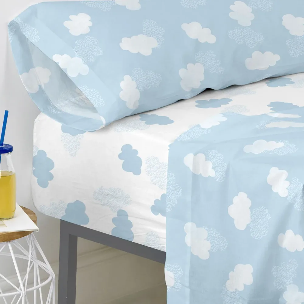 Bettlaken HappyFriday BASIC KIDS Blau 90 x 200 x 32 cm