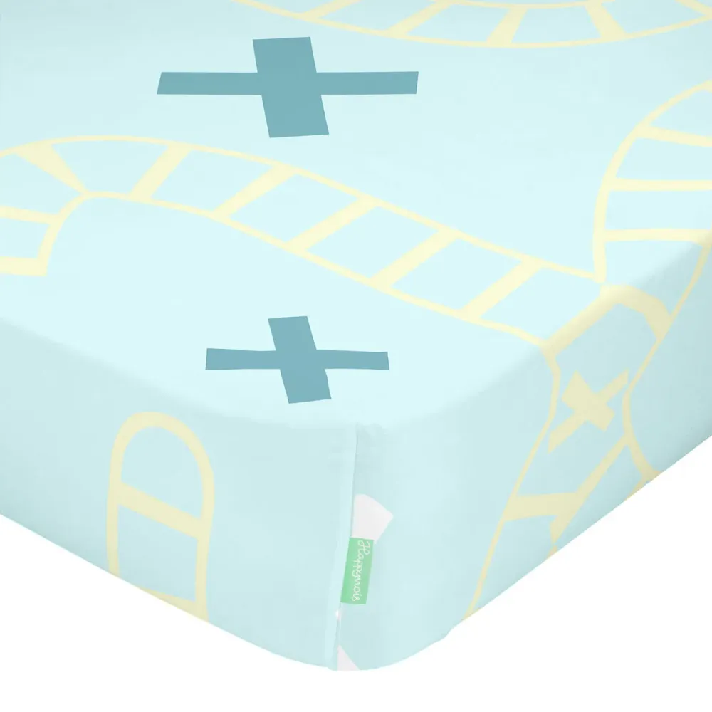 Bettlaken HappyFriday HAPPYNOIS Bunt Hellblau 60 x 120 x 14 cm