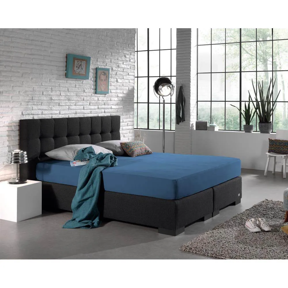Doppelt Jersey 220 gr. Spannbettlaken Blau 140 x 200/220 cm