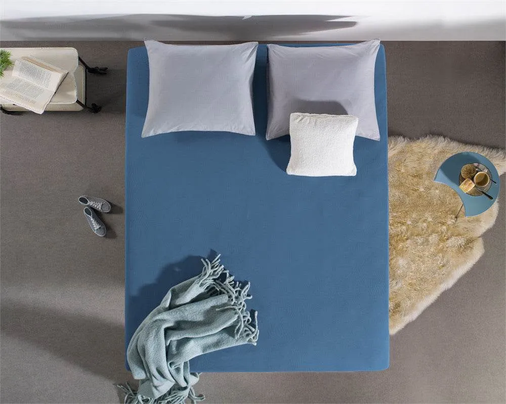 Doppelt Jersey 220 gr. Spannbettlaken Blau 140 x 200/220 cm