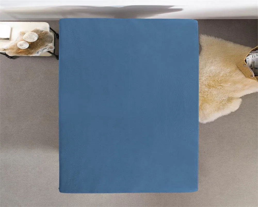 Doppelt Jersey 220 gr. Spannbettlaken Blau 140 x 200/220 cm