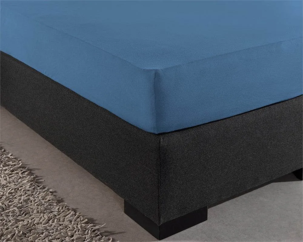 Doppelt Jersey 220 gr. Spannbettlaken Blau 140 x 200/220 cm